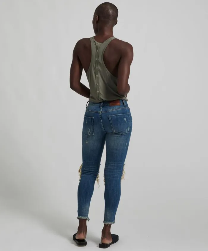 One Teaspoon Denim Jeans Women Vintage Indigo Freebirds Ii Low Waist Skinny Jean
