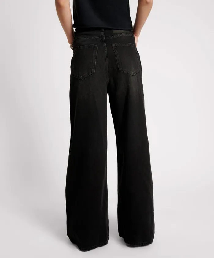 One Teaspoon Denim Jeans Women Washed Black Super Wide Leg Denim Jeans 8211 Love Machines Mid Waist