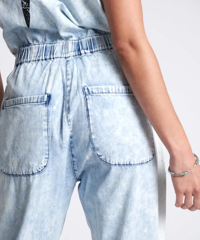 One Teaspoon Denim Jumpsuits Women Black Lightning Olivia Aviator Jumpsuit