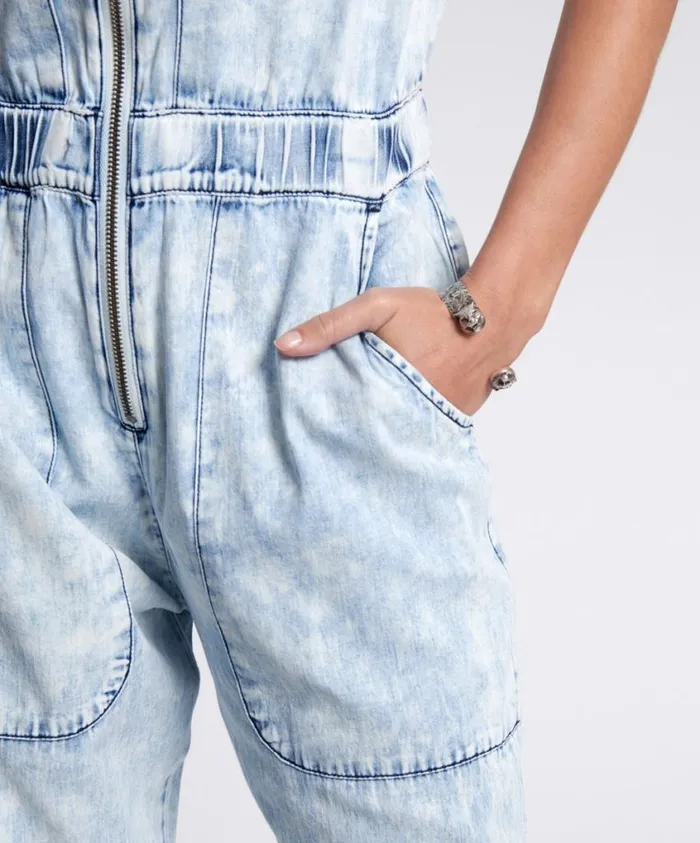 One Teaspoon Denim Jumpsuits Women Black Lightning Olivia Aviator Jumpsuit