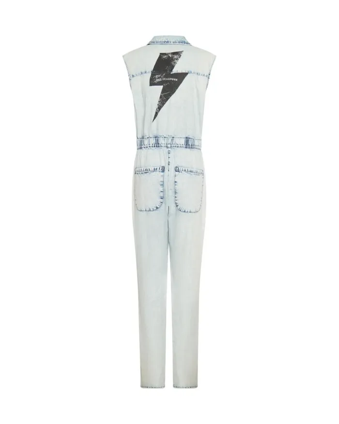 One Teaspoon Denim Jumpsuits Women Black Lightning Olivia Aviator Jumpsuit