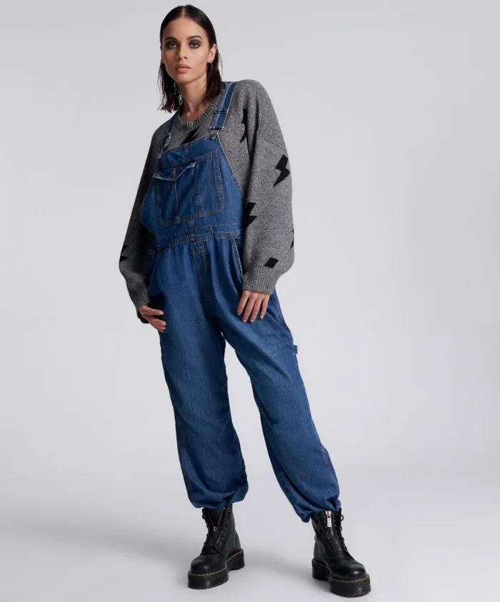 One Teaspoon Denim Jumpsuits Women Blue Night Stanton St Oversized Overalls