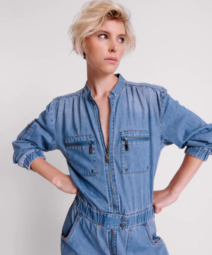 One Teaspoon Denim Jumpsuits Women Chambray Romance Zipped Up Jumpsuit