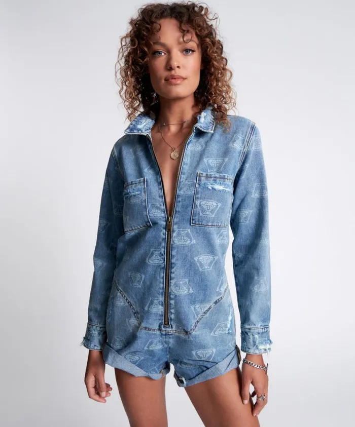 One Teaspoon Denim Jumpsuits Women Medusa Prophecy Jumpsuit