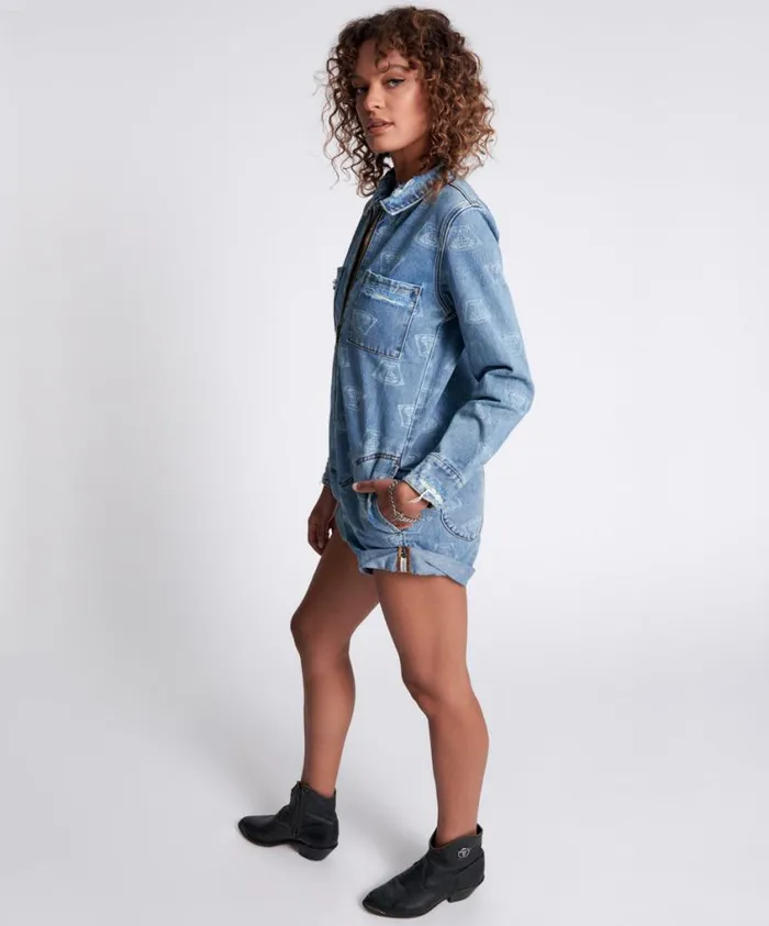 One Teaspoon Denim Jumpsuits Women Medusa Prophecy Jumpsuit