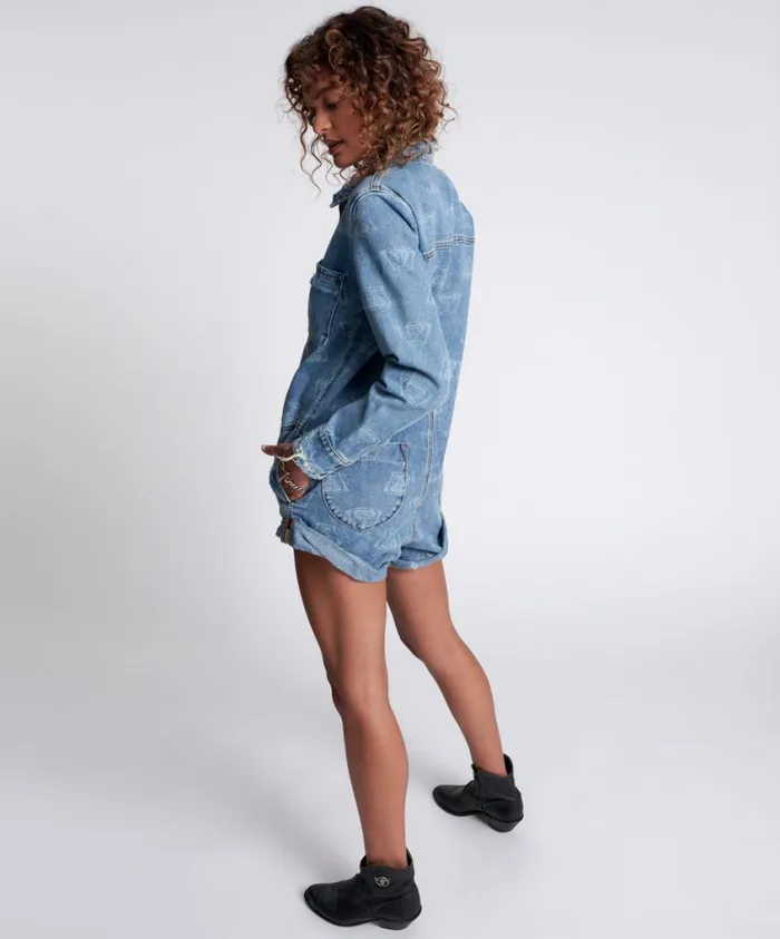 One Teaspoon Denim Jumpsuits Women Medusa Prophecy Jumpsuit