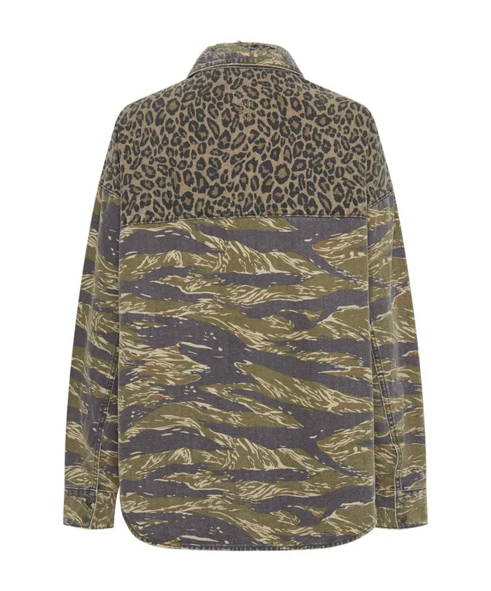 One Teaspoon Denim Shirts Women Animal Camo Daria Shacket