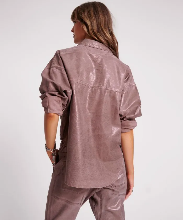 One Teaspoon Denim Shirts Women Bronzed Chocolate Western Daria Shacket