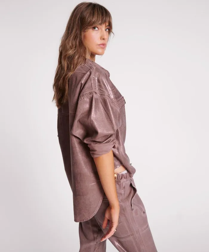 One Teaspoon Denim Shirts Women Bronzed Chocolate Western Daria Shacket