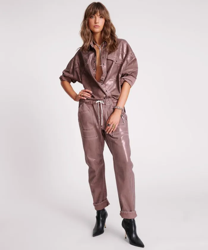 One Teaspoon Denim Shirts Women Bronzed Chocolate Western Daria Shacket