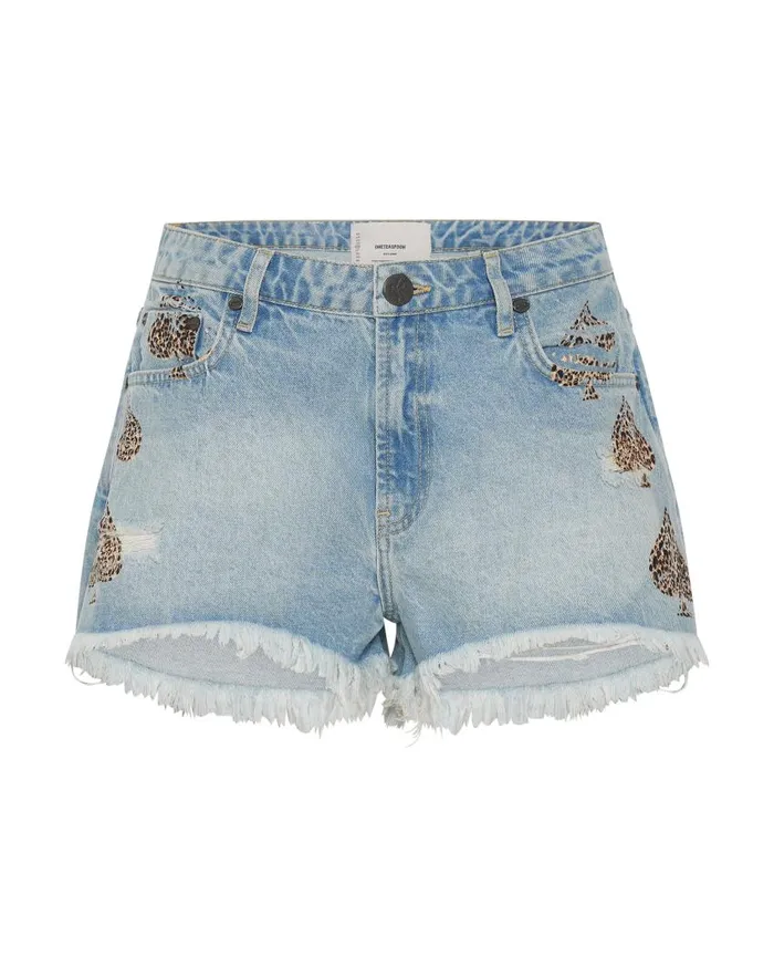 One Teaspoon Denim Shorts Women Aced Truckers Mid Waist Relaxed Short