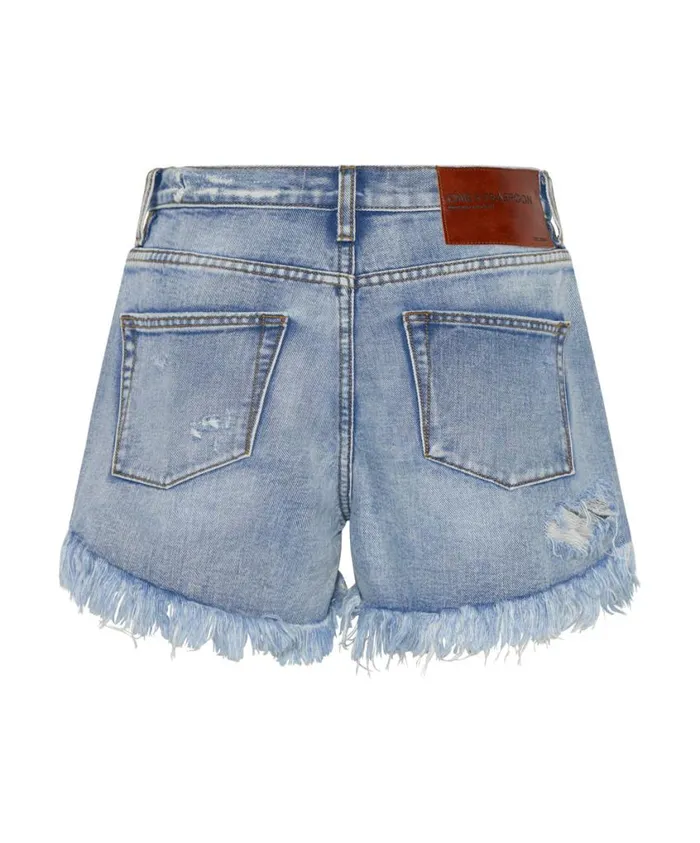 One Teaspoon Denim Shorts Women Berlin Blue Truckers Mid Waist Relaxed Short Blue