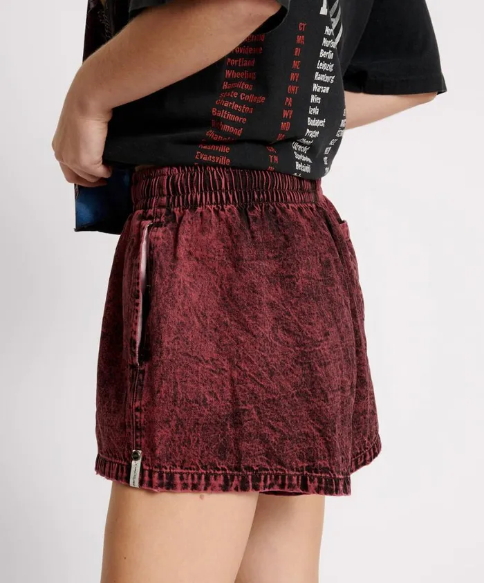 One Teaspoon Denim Shorts Women Black Heart Denim Boxer Short