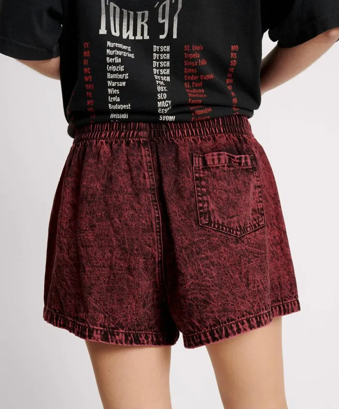 One Teaspoon Denim Shorts Women Black Heart Denim Boxer Short