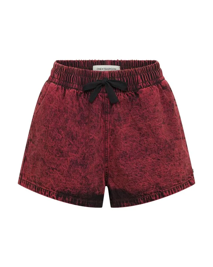 One Teaspoon Denim Shorts Women Black Heart Denim Boxer Short