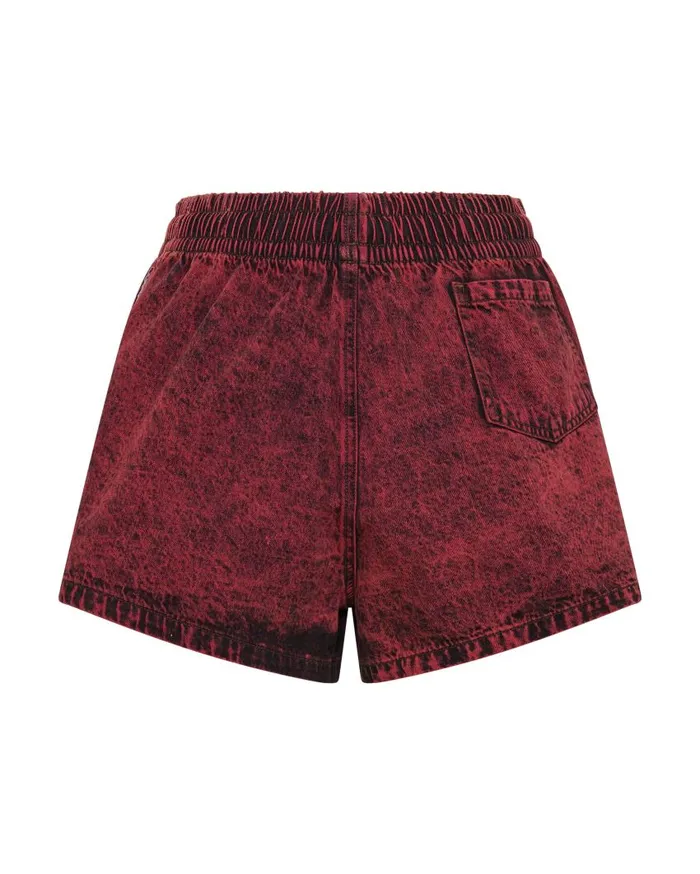 One Teaspoon Denim Shorts Women Black Heart Denim Boxer Short