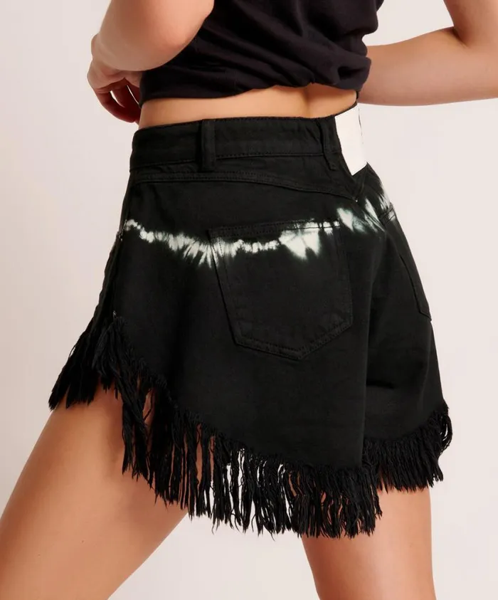 One Teaspoon Denim Shorts Women Black Magic Scout High Waist Flippy Denim Short