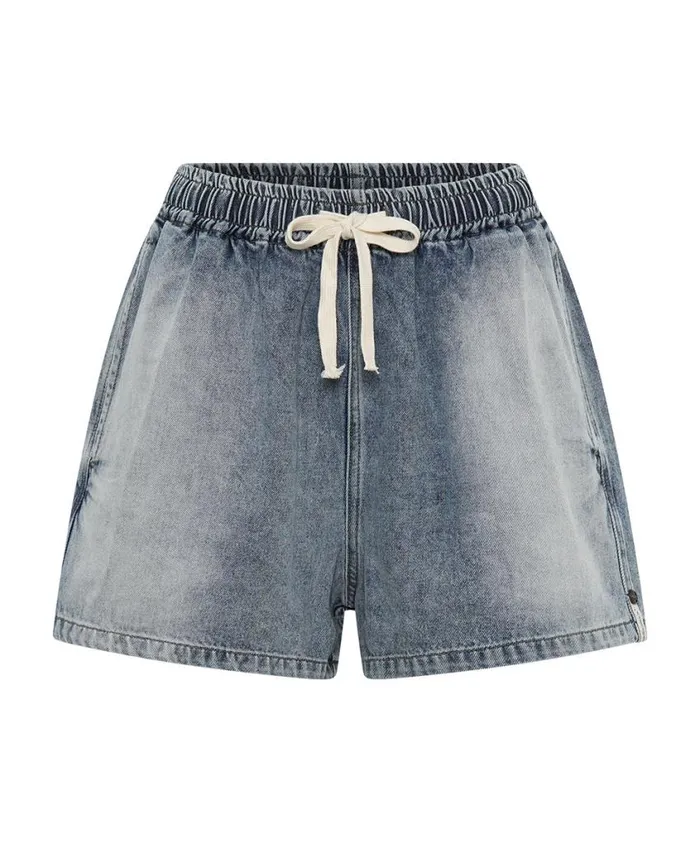 One Teaspoon Denim Shorts Women Blue Blossom Denim Boxer Shorts