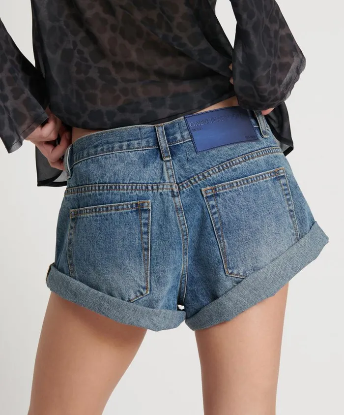 One Teaspoon Denim Shorts Women Blue Love Bandit Low Waist Denim Short