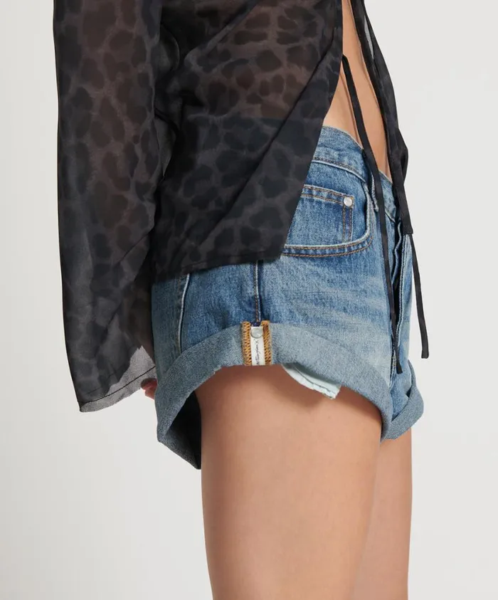 One Teaspoon Denim Shorts Women Blue Love Bandit Low Waist Denim Short