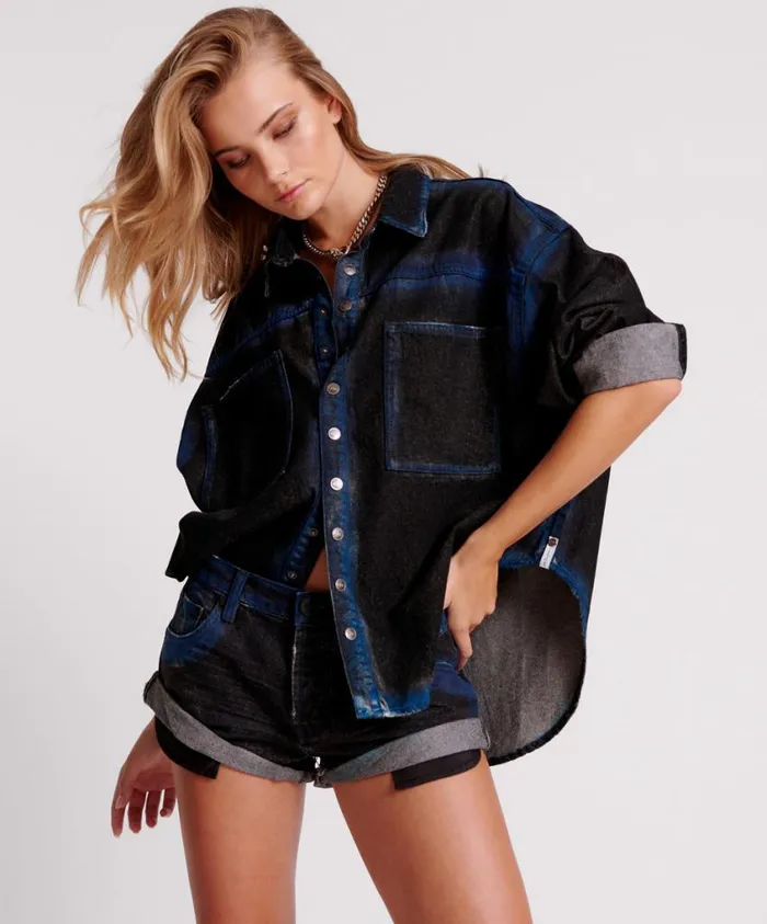One Teaspoon Denim Shorts Women Blue Punk Bandit Low Waist Denim Short