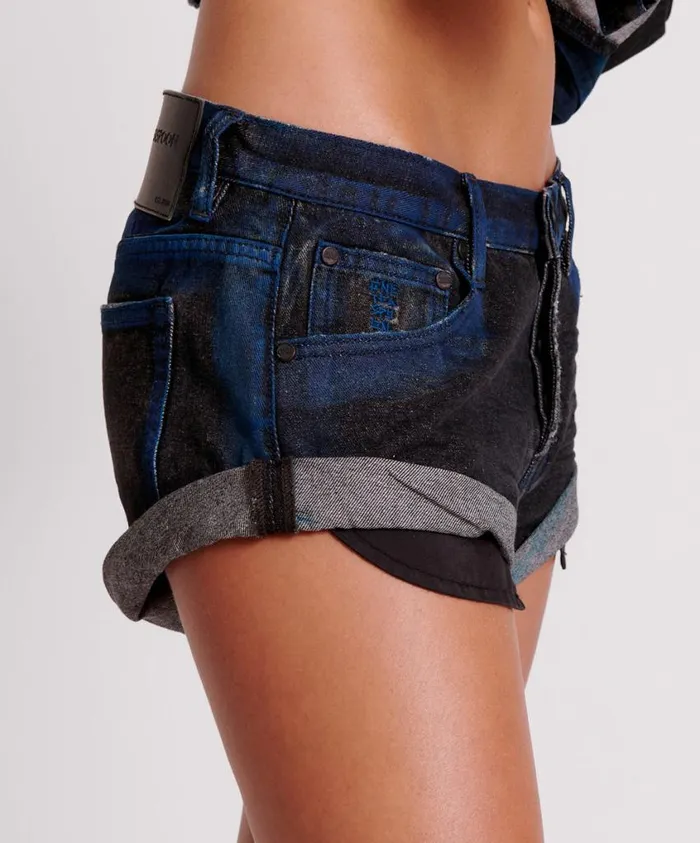 One Teaspoon Denim Shorts Women Blue Punk Bandit Low Waist Denim Short