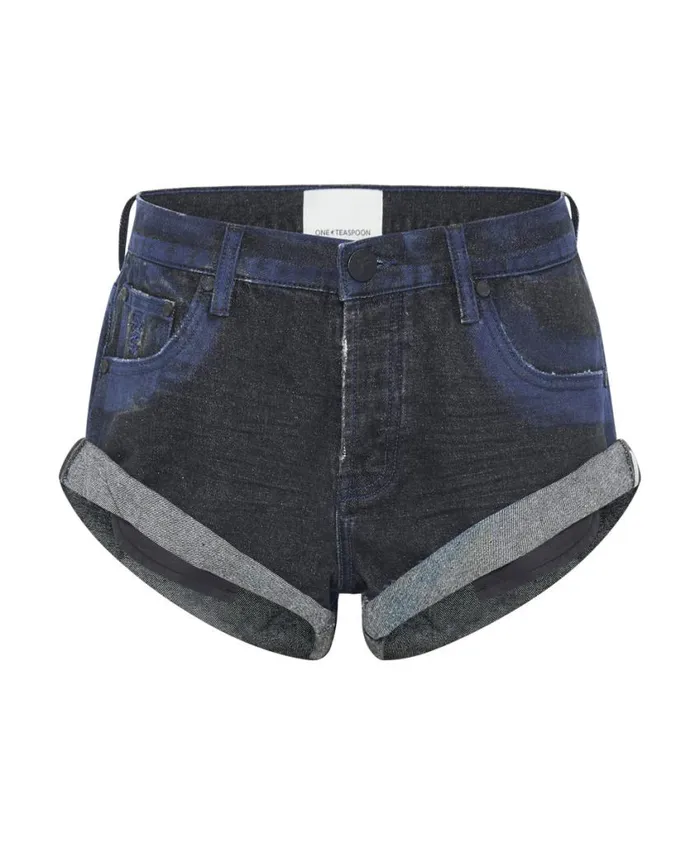 One Teaspoon Denim Shorts Women Blue Punk Bandit Low Waist Denim Short