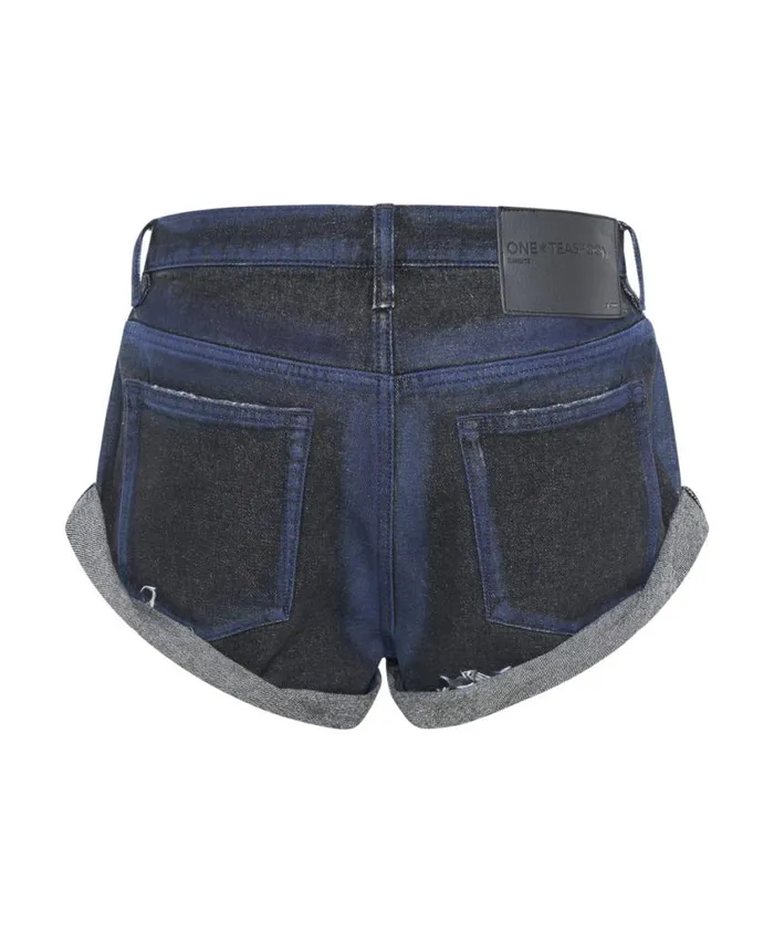 One Teaspoon Denim Shorts Women Blue Punk Bandit Low Waist Denim Short