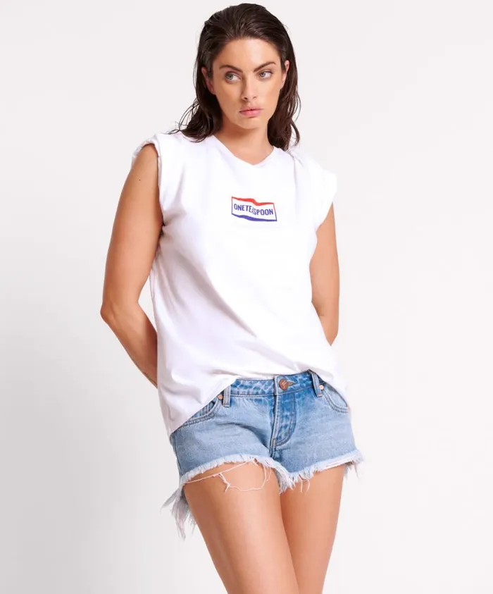One Teaspoon Denim Shorts Women Bolt Blue Bonitas Low Waist Denim Short