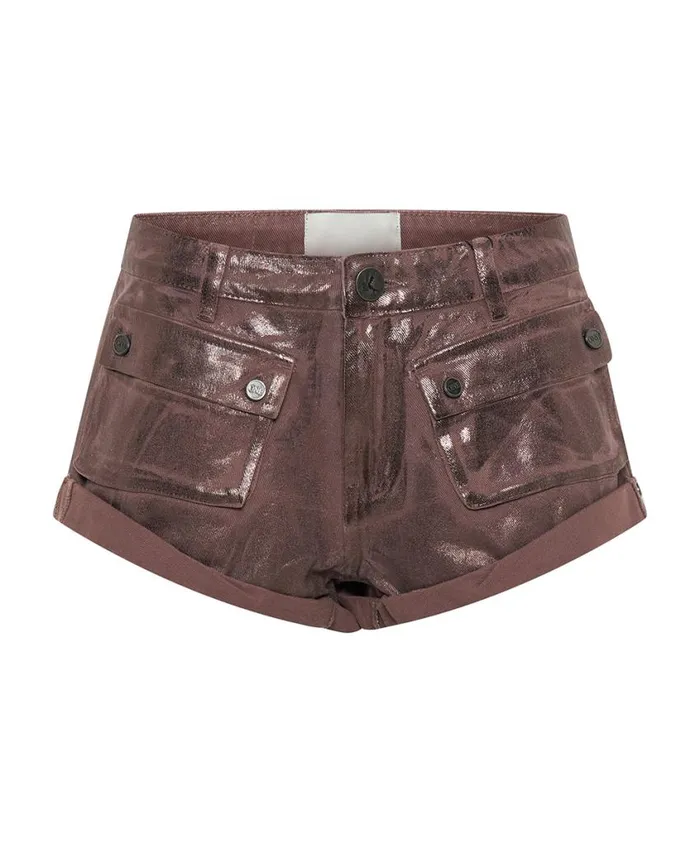One Teaspoon Denim Shorts Women Bronzed Chocolate Cadet Bandit Low Waist Denim Shorts