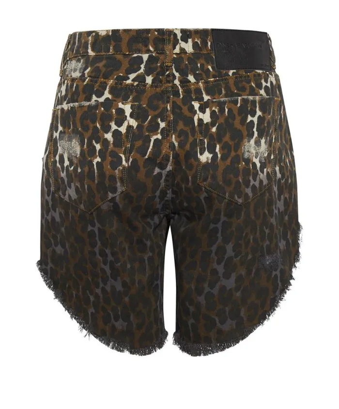 One Teaspoon Denim Shorts Women Cheetahhh Frankies Long Length Denim Short