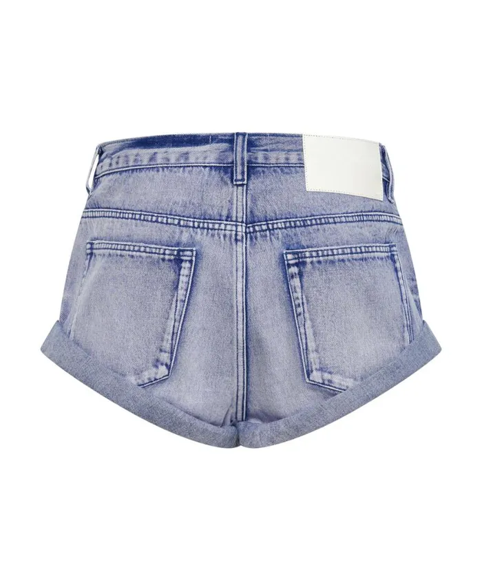 One Teaspoon Denim Shorts Women Cupid Blue Bandits Low Waist Denim Short