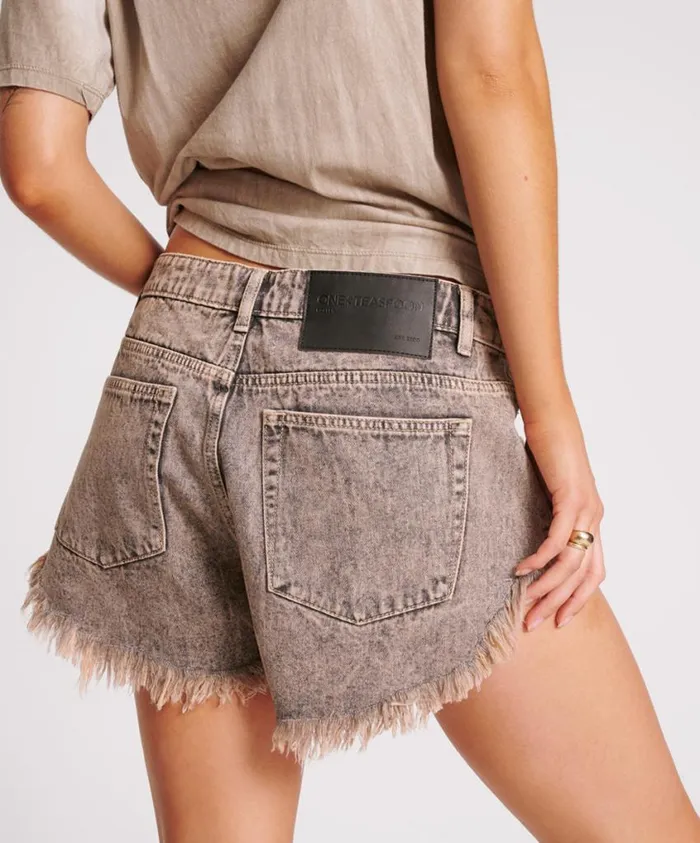 One Teaspoon Denim Shorts Women Dusty Smoke Rollers Low Waist Denim Shorts