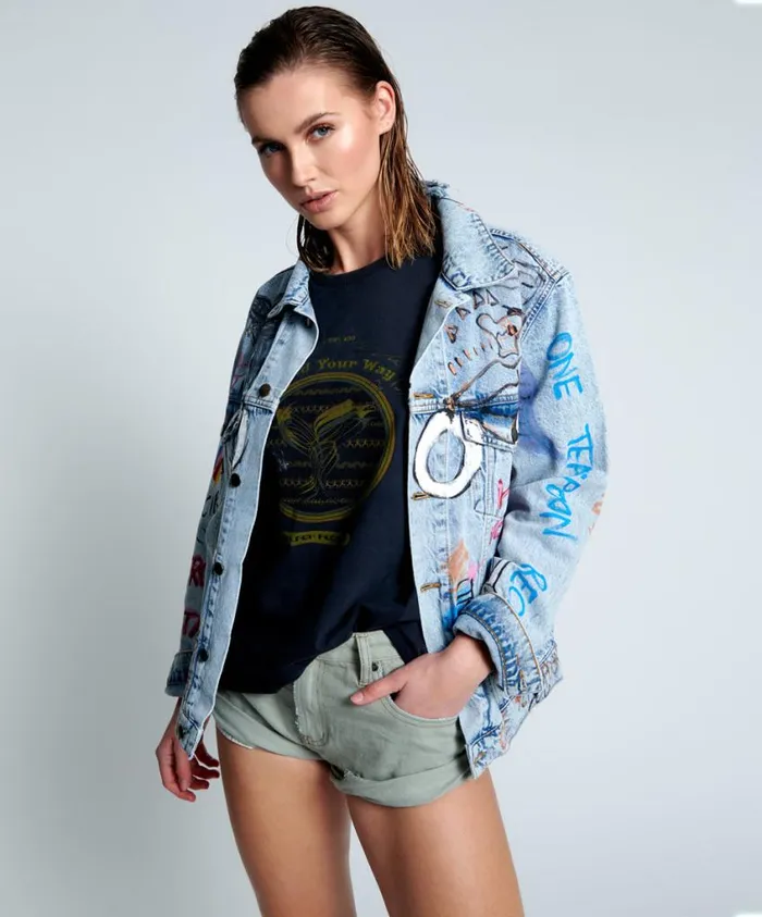 One Teaspoon Denim Shorts Women Faded Khaki Bandits Low Waist Denim Short