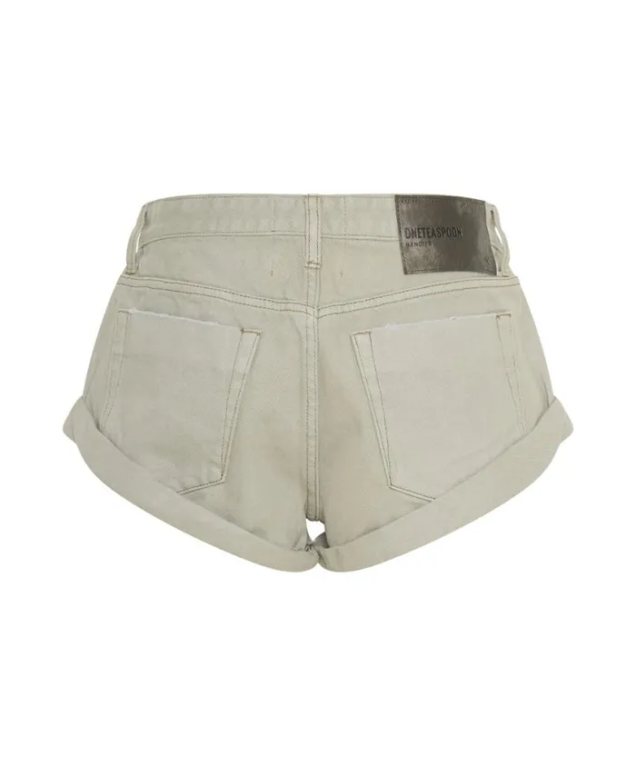 One Teaspoon Denim Shorts Women Faded Khaki Bandits Low Waist Denim Short