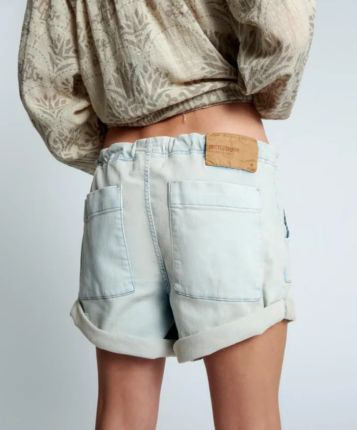 One Teaspoon Denim Shorts Women Faded Luxe Bandits Low Waist Shabby Shorts