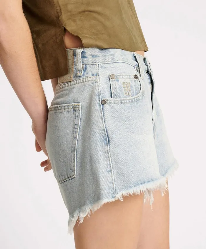 One Teaspoon Denim Shorts Women Fleetwood Truckers Mid Waist Denim Shorts