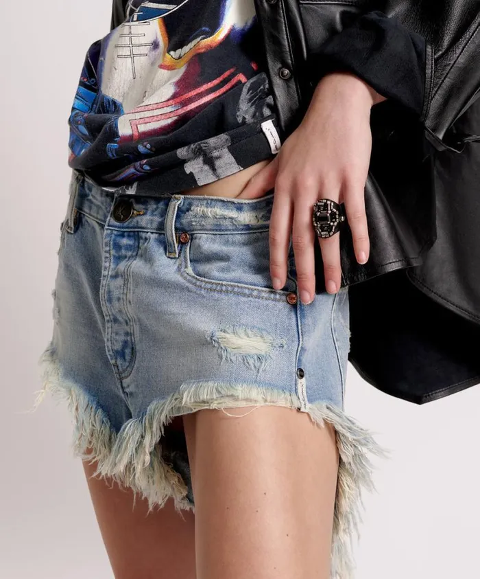 One Teaspoon Denim Shorts Women Hendrixe Rollers Denim Short