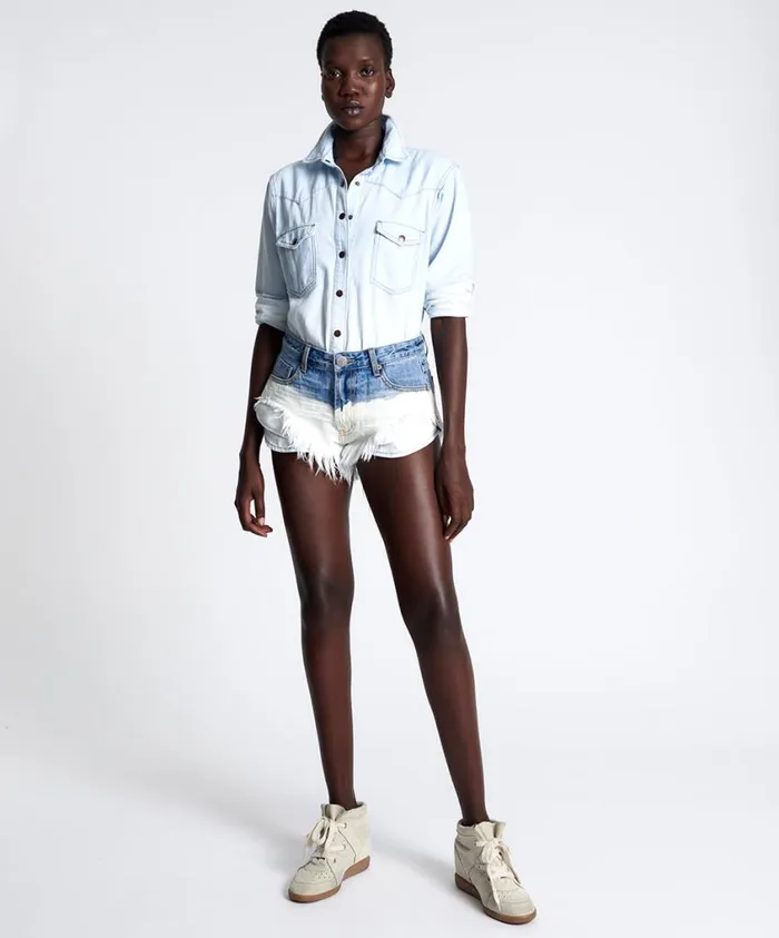One Teaspoon Denim Shorts Women Hollywood Dip Dye Rollers Denim Short
