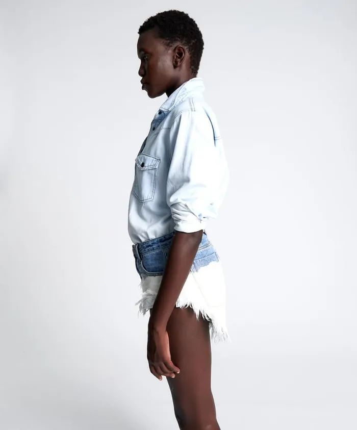 One Teaspoon Denim Shorts Women Hollywood Dip Dye Rollers Denim Short
