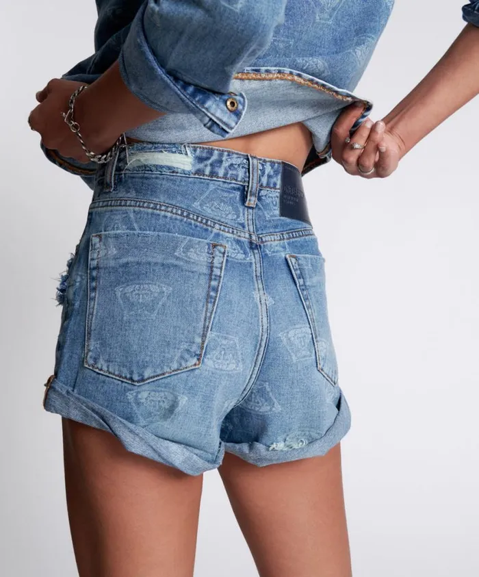 One Teaspoon Denim Shorts Women Medusa Bandits High Waist Denim Short