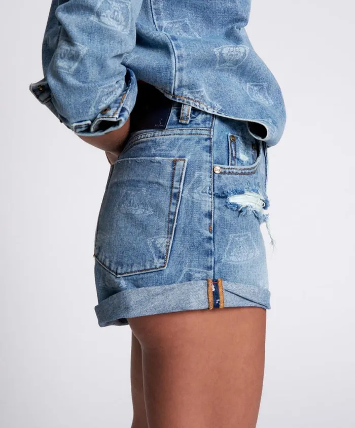 One Teaspoon Denim Shorts Women Medusa Bandits High Waist Denim Short