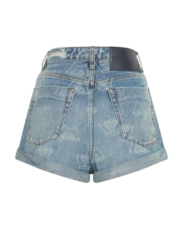 One Teaspoon Denim Shorts Women Medusa Bandits High Waist Denim Short