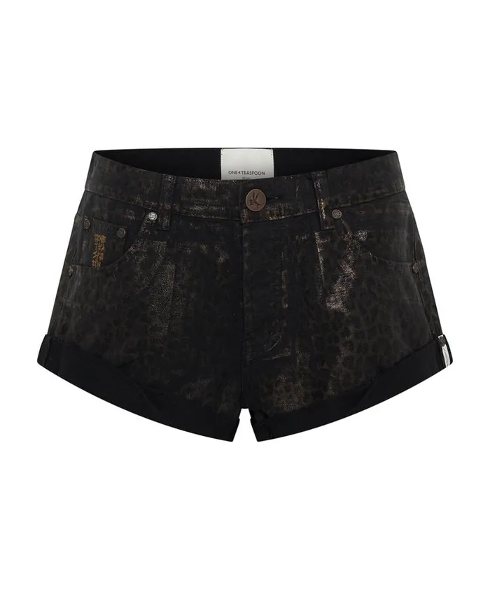 One Teaspoon Denim Shorts Women Night Animal Bandits Low Waist Denim Shorts