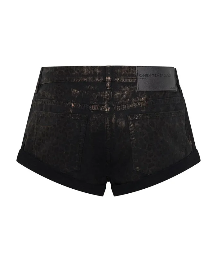 One Teaspoon Denim Shorts Women Night Animal Bandits Low Waist Denim Shorts