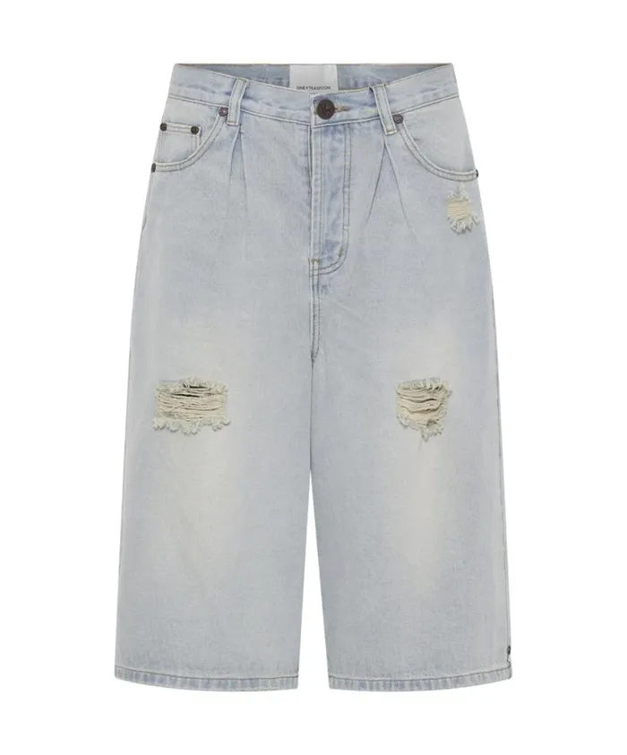 One Teaspoon Denim Shorts Women Old West Beastie Low Waist Wide Leg Denim Shorts