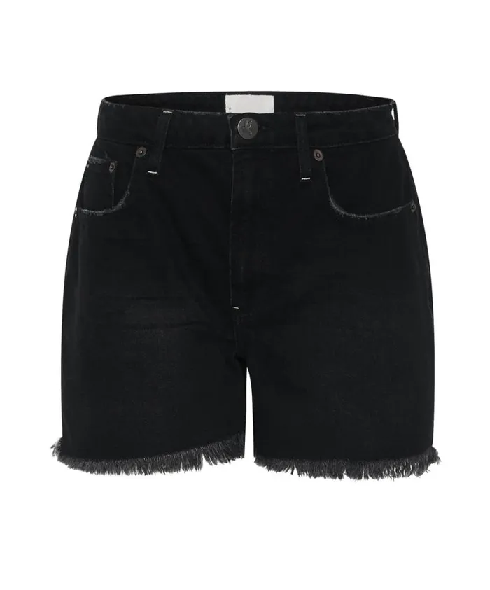 One Teaspoon Denim Shorts Women Onyx Black Legends High Waist Mom Fit Denim Short