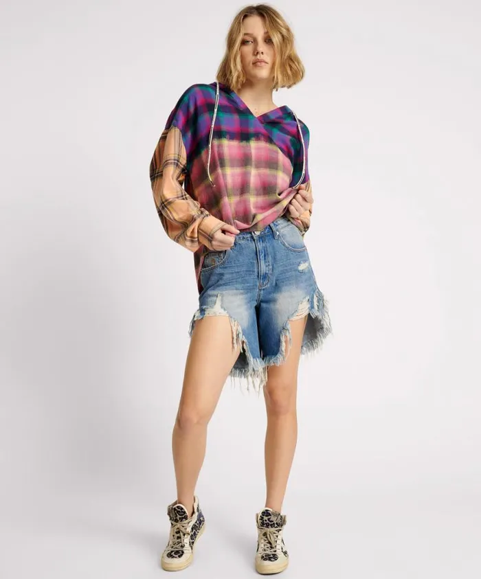 One Teaspoon Denim Shorts Women Pacifica Frankies High Waist Denim Short