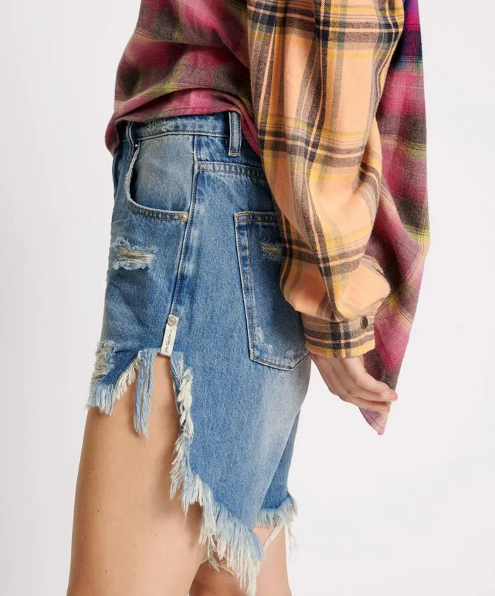 One Teaspoon Denim Shorts Women Pacifica Frankies High Waist Denim Short