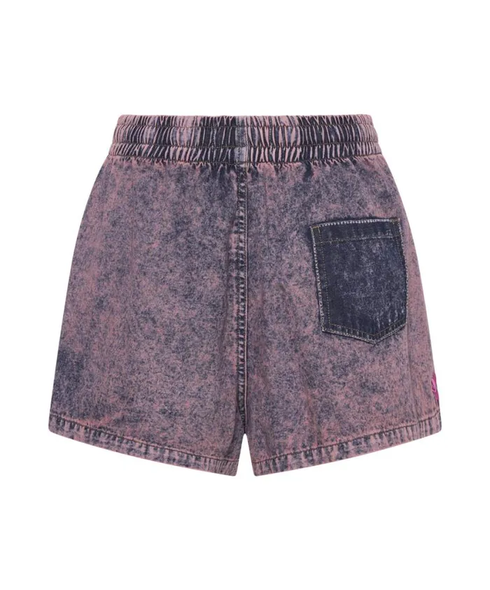 One Teaspoon Denim Shorts Women Pink Acid Denim Boxer Shorts